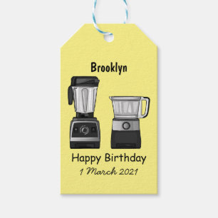 Food processor & blender cartoon illustration gift tags