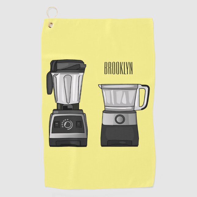 Food processor & blender cartoon illustration  golf towel (Front)
