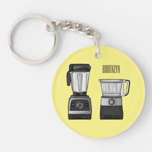 Food processor & blender cartoon illustration keychain