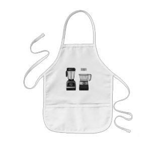 Food processor & blender cartoon illustration  kids apron