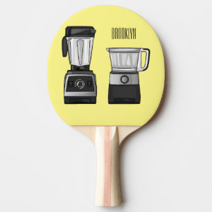 Food processor & blender cartoon illustration ping pong paddle
