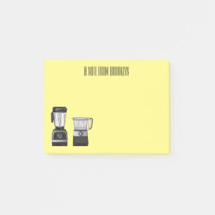 Food processor & blender cartoon illustration post-it notes