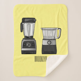 Food processor & blender cartoon illustration sherpa blanket