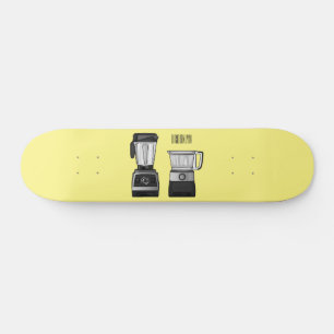 Food processor & blender cartoon illustration  skateboard
