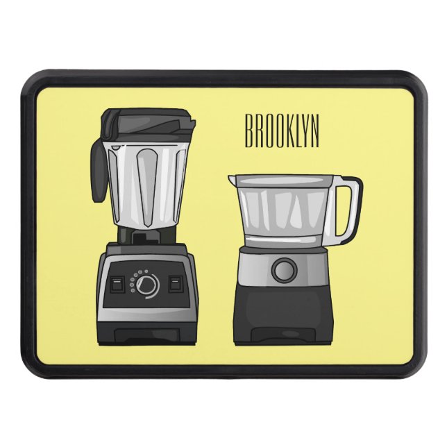 Food processor & blender cartoon illustration  trailer hitch cover (Front)