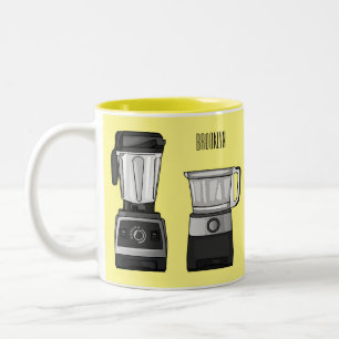 Food processor & blender cartoon illustration  Two-Tone coffee mug