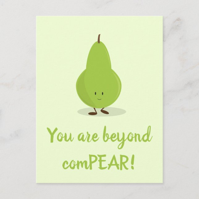 Food Pun Thank You Pear Fruit Cute Food Postcard (Front)