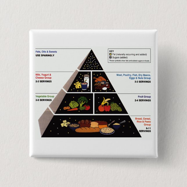 Food Pyramid 2 Inch Square Button (Front)