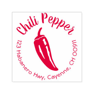 Food Round Self Inking Address Stamp Chili Pepper