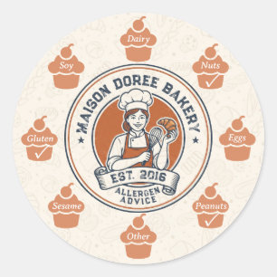 Food Safety Allergy Alert Bakery Pastry Chef Gold Classic Round Sticker