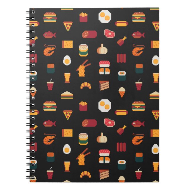 Food seamless pixel art pattern,fabric textures,is notebook (Front)
