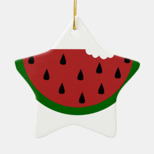 food slice fruit bitten watermelon ceramic ornament