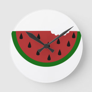 food slice fruit bitten watermelon round clock