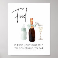 Food Station Sign for Baby Shower Green Sip & See