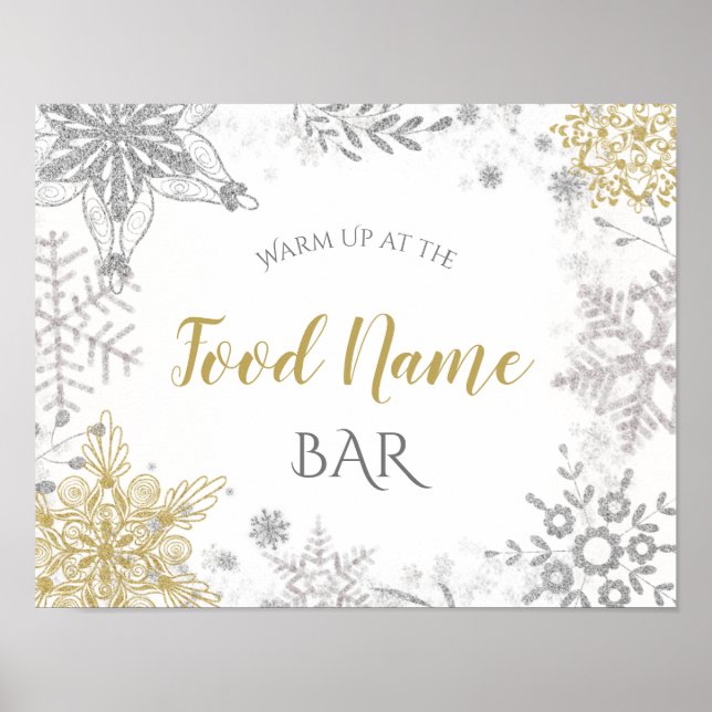 Food Station Winter Wonderland Silver Gold  Poster (Front)