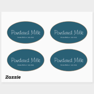 Food Storage Kitchen Stickers-Powdered Milk Oval Sticker