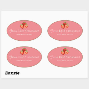 Food Storage Kitchen Stickers-Strawberries Oval Sticker