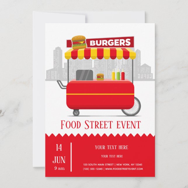 Food street burgers invitation (Front)