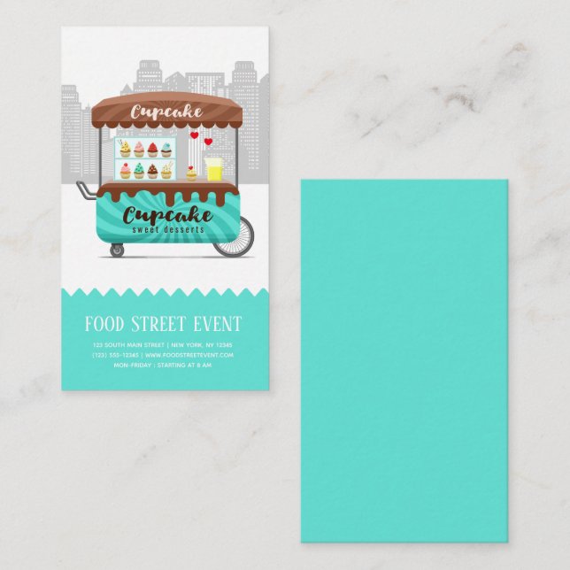 Food street cupcake sweet desserts business card (Front/Back)