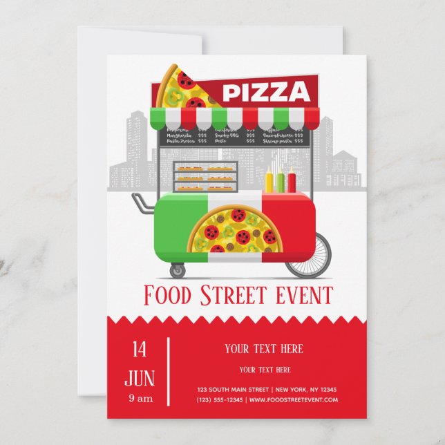 Food street pizza invitation (Front)