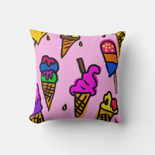 Food Sweet Dessert Ice Cream Background Design Throw Pillow