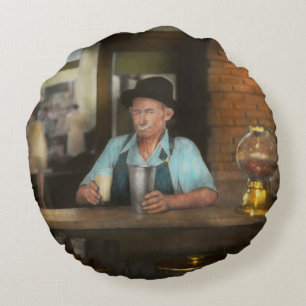 Food - Sweet - Malt Milk Moustache 1939 Round Pillow