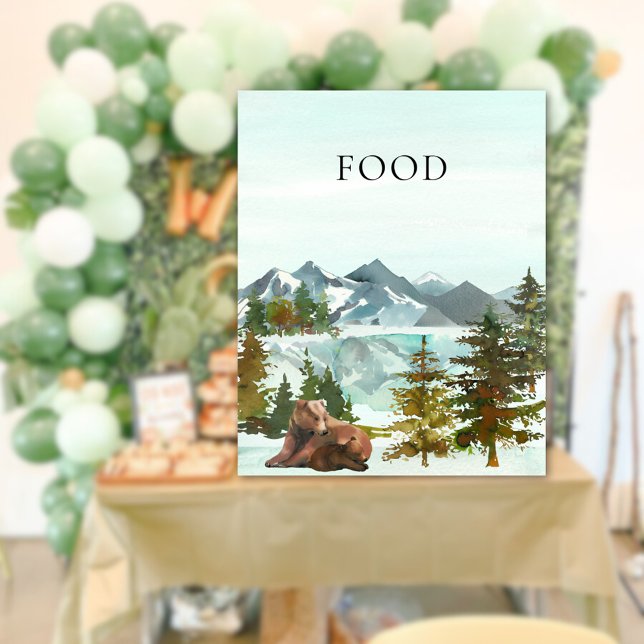 Food Table Adventure Rustic Bears Baby Shower Poster (Creator Uploaded)