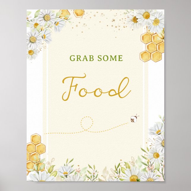 Food Table Bumblebee Party Baby Bridal Bee Shower Poster (Front)