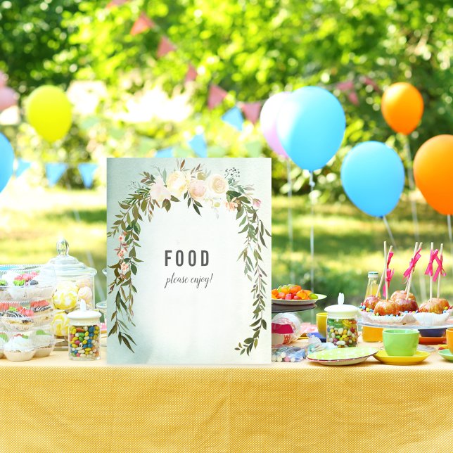 Food Table Green White Rose Baby Sprinkle Shower Poster (Creator Uploaded)