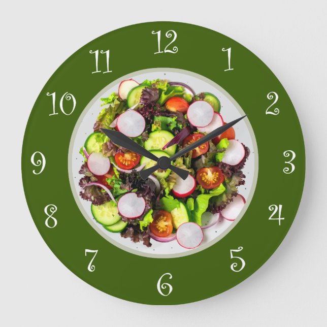 Food Theme Vegetarian Salad Kitchen Wall Clocks (Front)