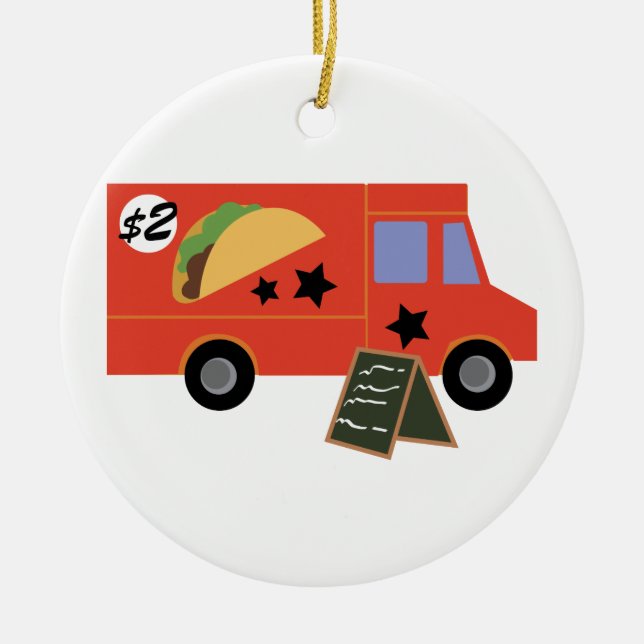 Food Truck Ceramic Ornament (Front)
