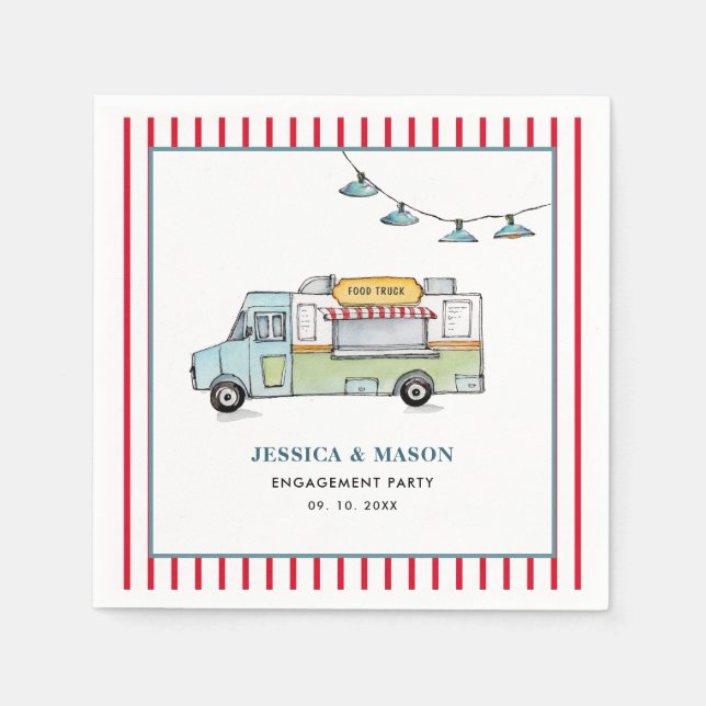 Food Truck Engagement Party , Rehearsal Dinner Napkin (Front)