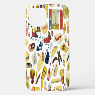 Food Truck Fest: Cartoon Pattern iPhone 12 Case