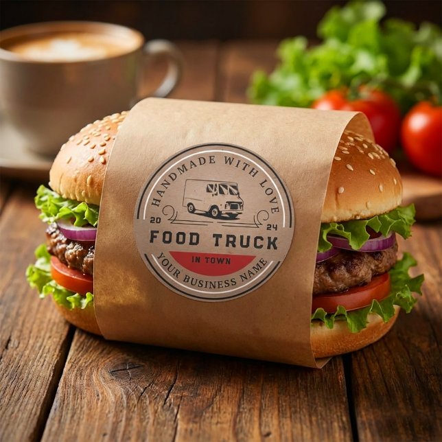 Food truck logo label kraft paper (Food truck logo label kraft paper #fastfoodlabel,#foodsticker #hommade #trucker #trucklogo #kraft)