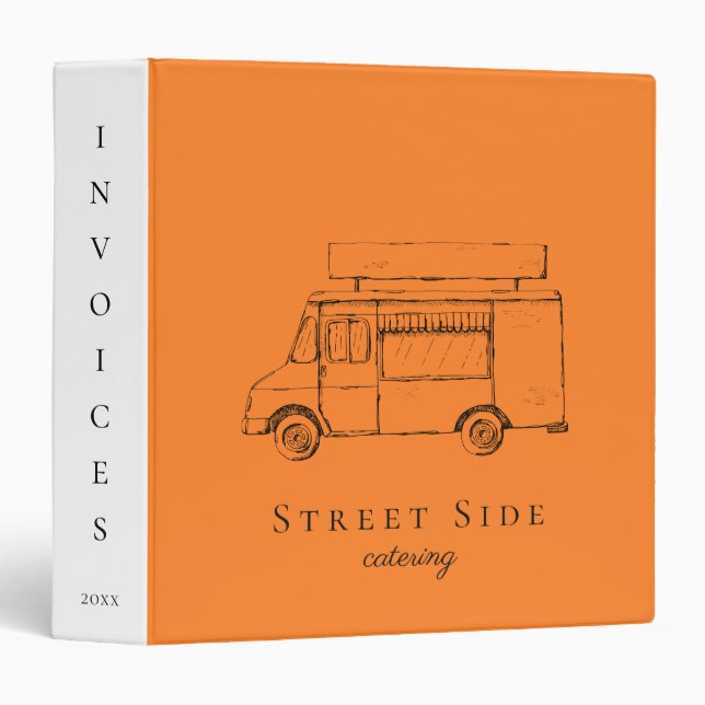 Food Truck Personalized Orange Business Binder (Front/Spine)