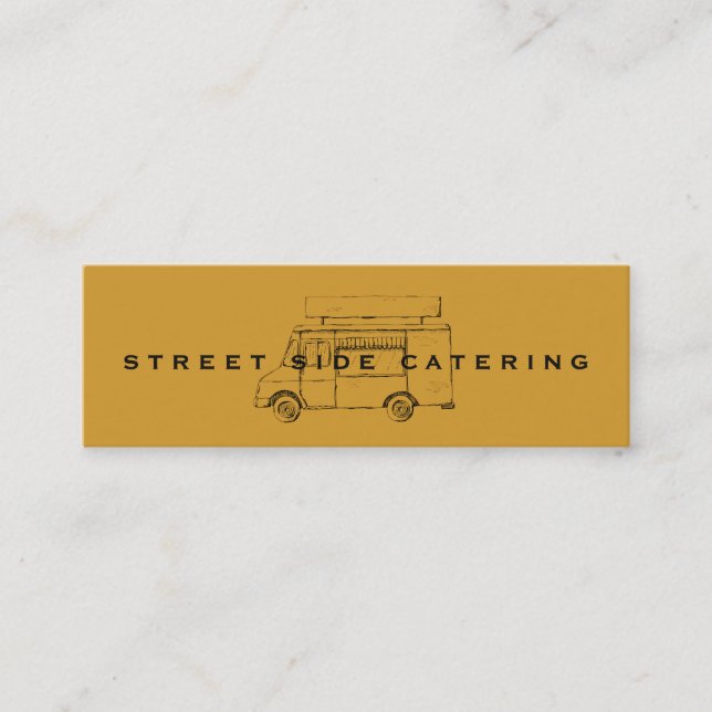 Food Truck Rustic Mustard Mini Business Cards (Front)