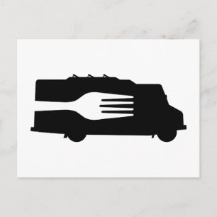Food Truck: Side/Fork (Black/White) Postcard