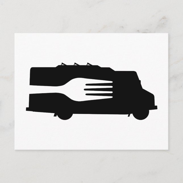 Food Truck: Side/Fork (Black/White) Postcard (Front)
