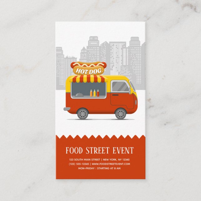 Food truck street hotdog business card (Front)