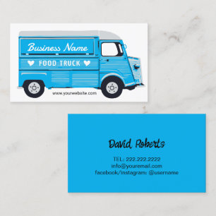 Food Truck Street Van Catering Blue Carte de visit