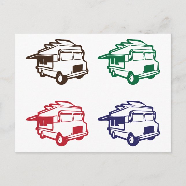 Food Trucks Four Colour Design Postcard (Front)