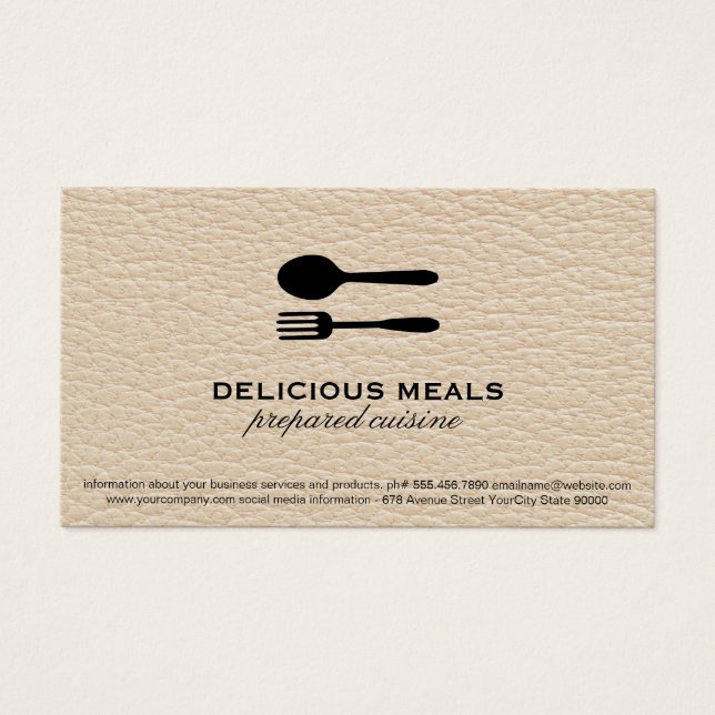Food Utensils | Leather Background (Front)