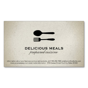 Food Utensils Magnetic Business Card