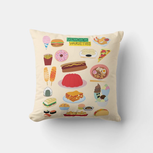 Food Varieties Throw Pillow (Front)
