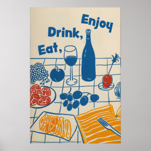 Food & Wine Art Print Trendy Kitchen (Instant