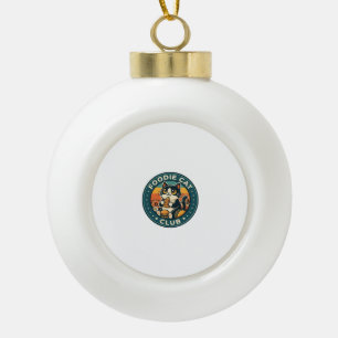 Foodie Cat Cute Kitty Design - Foodie Cat Club_1 Ceramic Ball Christmas Ornament