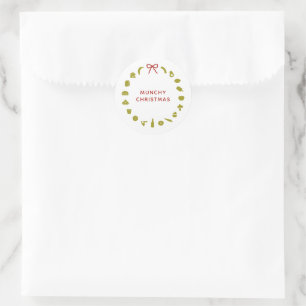 Foodie Christmas Wreath   Editable Colour Party Classic Round Sticker