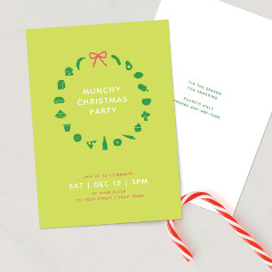 Foodie Christmas Wreath   Editable Colour   Party Invitation