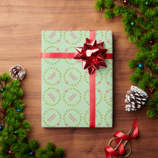 Foodie Christmas Wreaths | Editable Colour Party Wrapping Paper