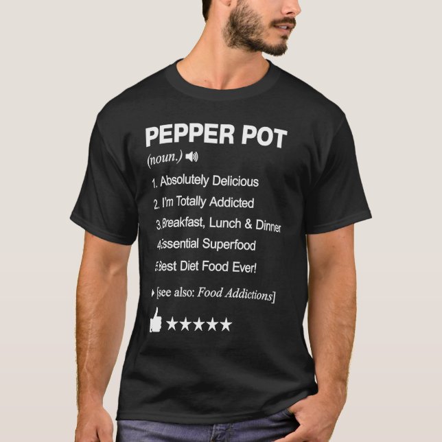 Foodie Cooking Pepper Pot Definition T-Shirt (Front)